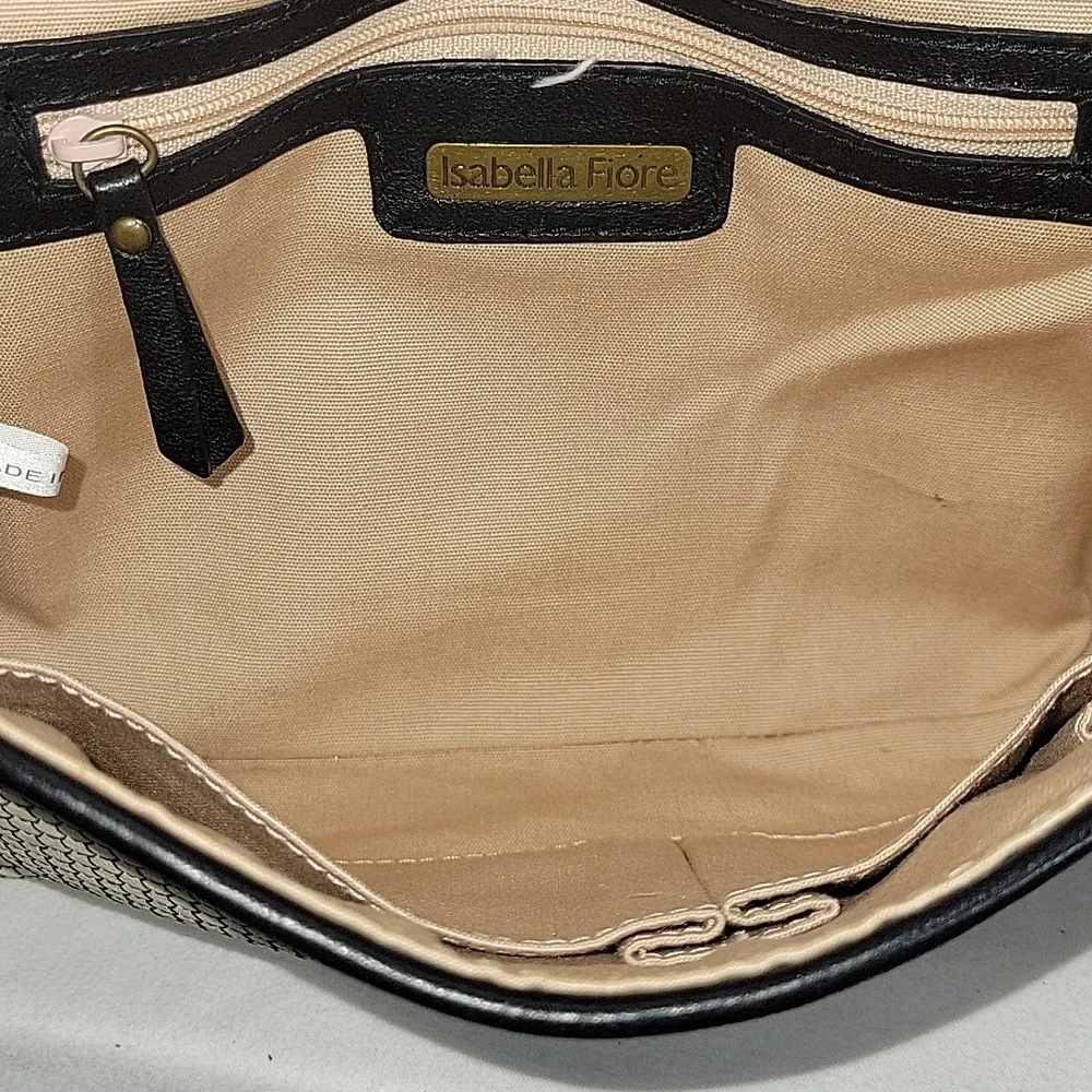 Isabella Fiore Embroidered Flap Front Leather Crossbody Shoulder Bag